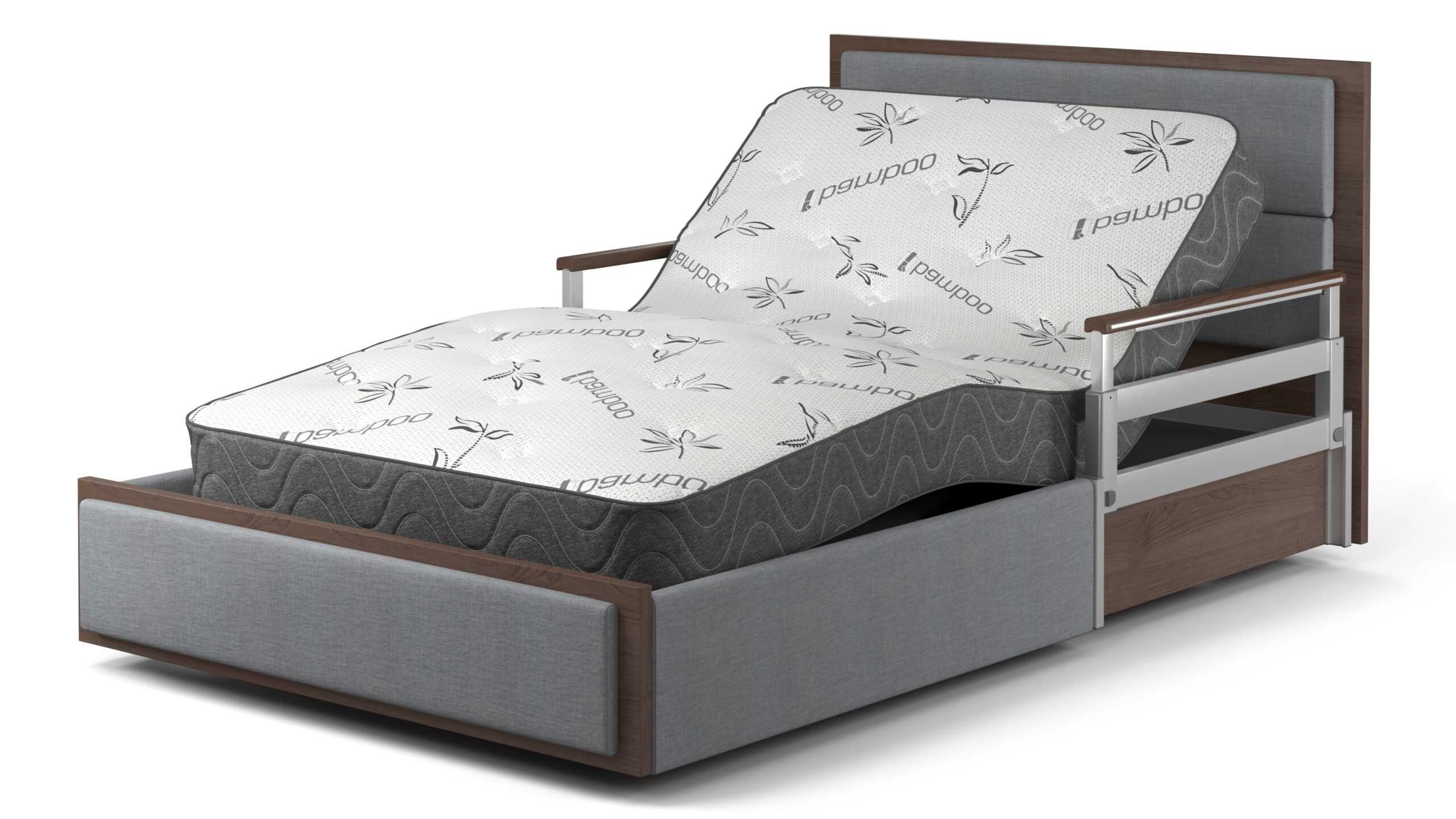 A bed with a mattress on top of it.