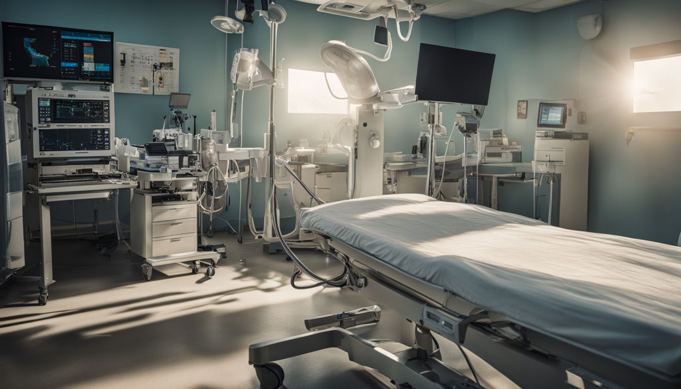 A hospital bed with malfunctioning controls and broken motor parts.